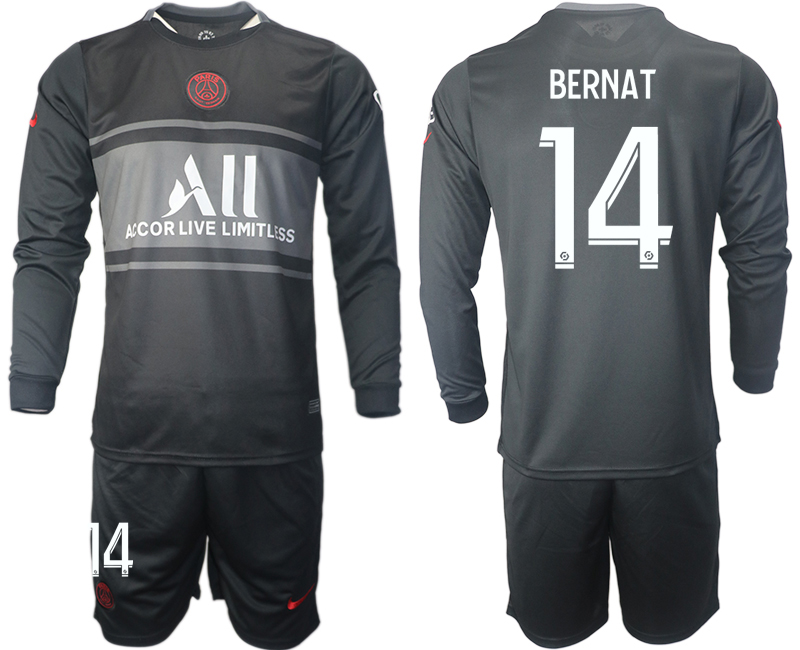 Men 2021-2022 Club Paris St German Second away black Long Sleeve #14 Soccer Jersey->paris st german jersey->Soccer Club Jersey